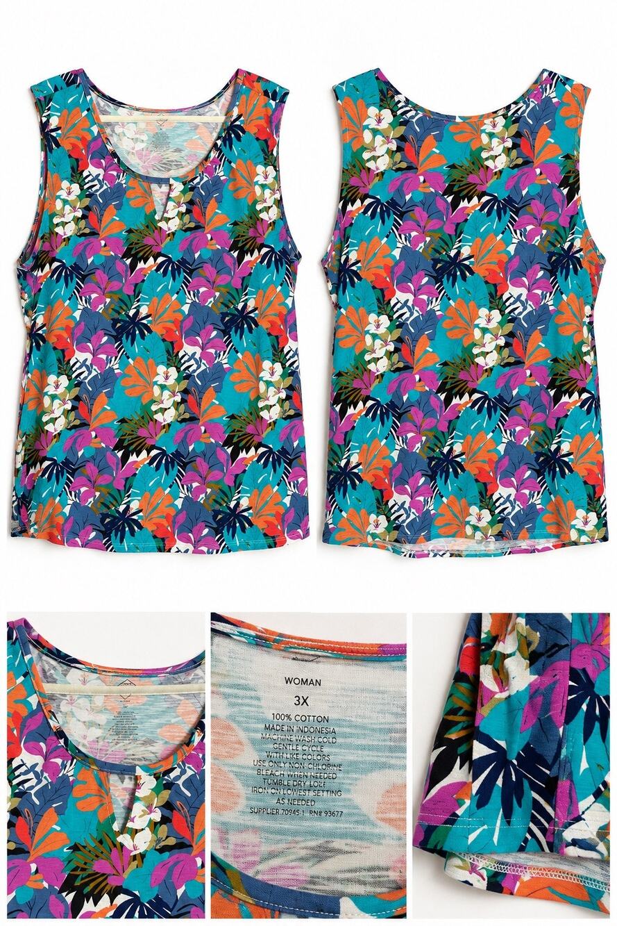 St. John’s Bay Multicolor Tropical Floral Sleeveless Top 3X